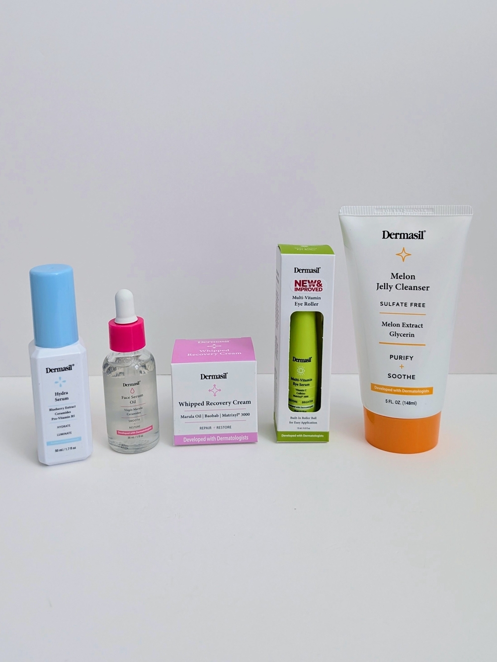 5 Piece Dermasil Specialty Skin Care Set Including New Eye Roller
